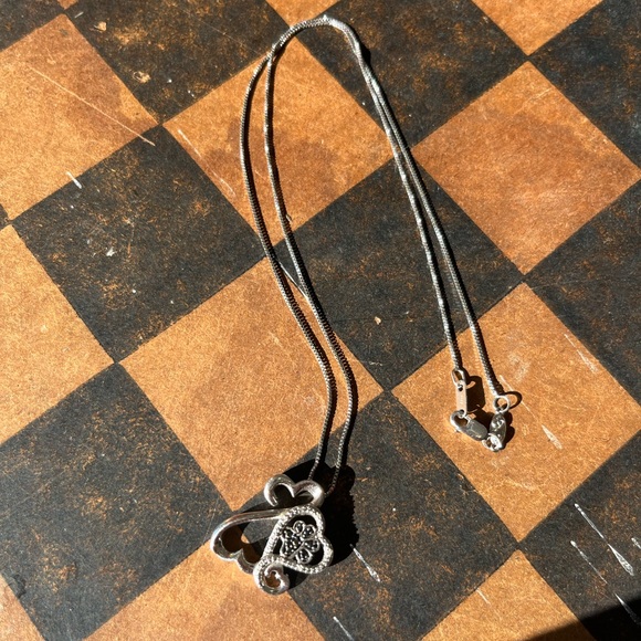 Jane Seymour Open Hearts Family Paw Sterling Silver Black White Diamond Necklace - Picture 4 of 8